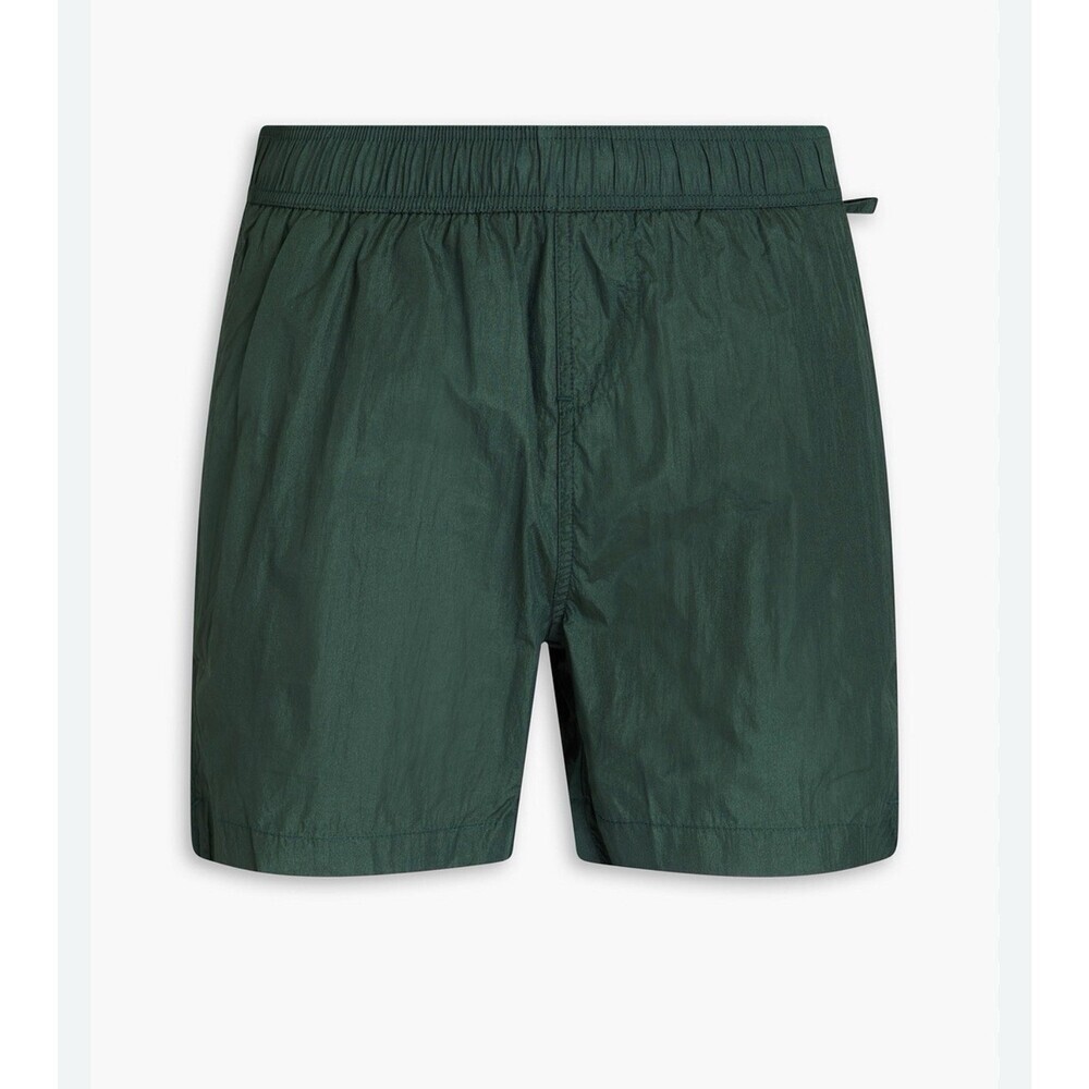 Onia Nylon Crinkle 5" Swim Trunks Forest Green packable size large New